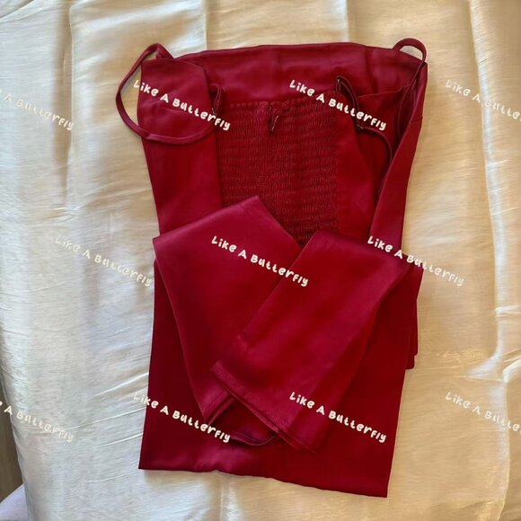 Reformation Frankie Silk Dress - Red Rubies - Picture 11 of 12